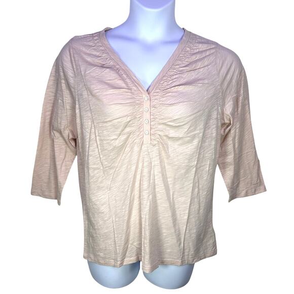 Talbots Tops - NWT Talbots 1x plus women 100% cotton pink knit henley cottage beachy romantic